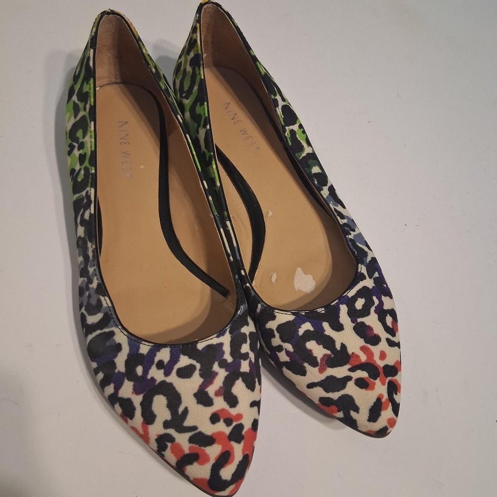 Womens y2k Nine West leopard print flats with multicolored accents ballet flats